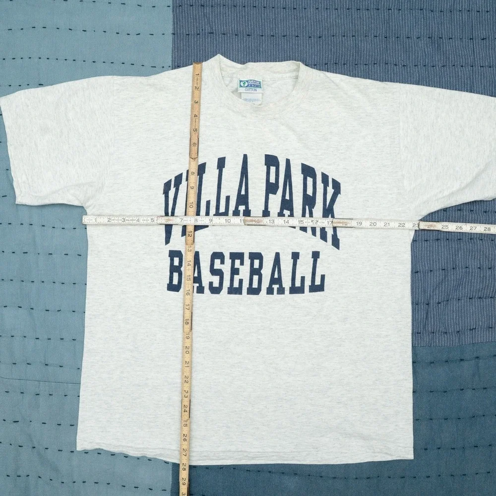 VTG Discus Sports Villa Park Baseball Short Sleeve Shirt heather grey 80s 90s XL